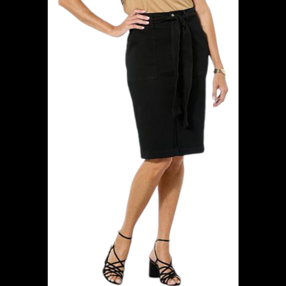 DG2 By Diane Gilman Dresses & Skirts - DG2 by Diane Gilman Women's Super Knit Denim Belted Skirt Black - Regular